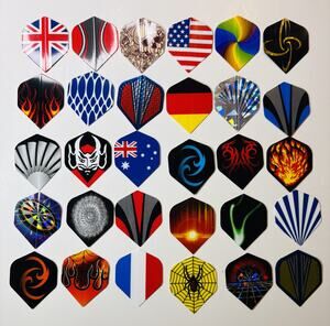 90 Dart Flight Tails – 30 Unique Designs – PVC – Fits Most Darts - vn